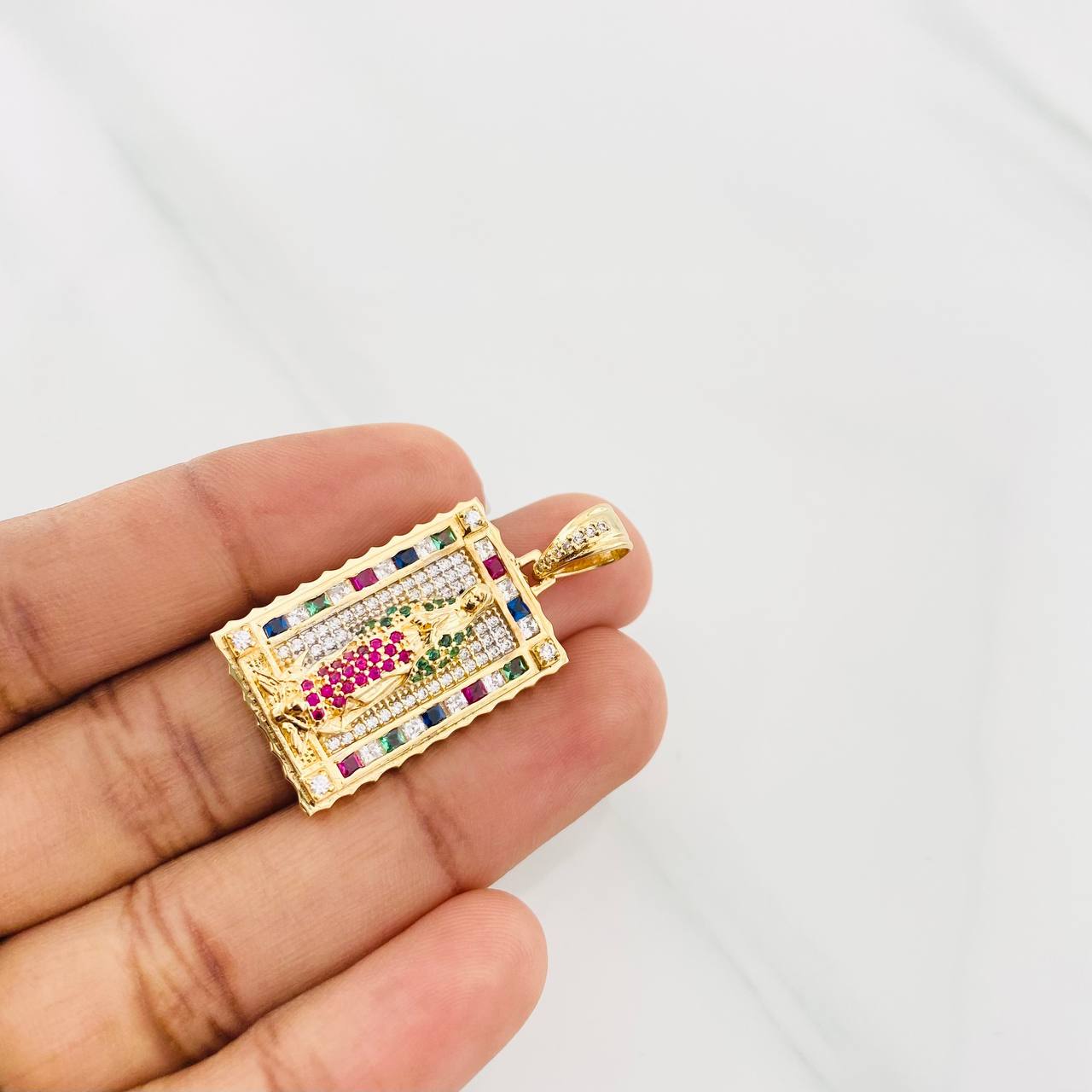 Virgin of Guadalupe Pendant 7.15g / 1 1/2 in Two-tone Yellow White Gold 18K