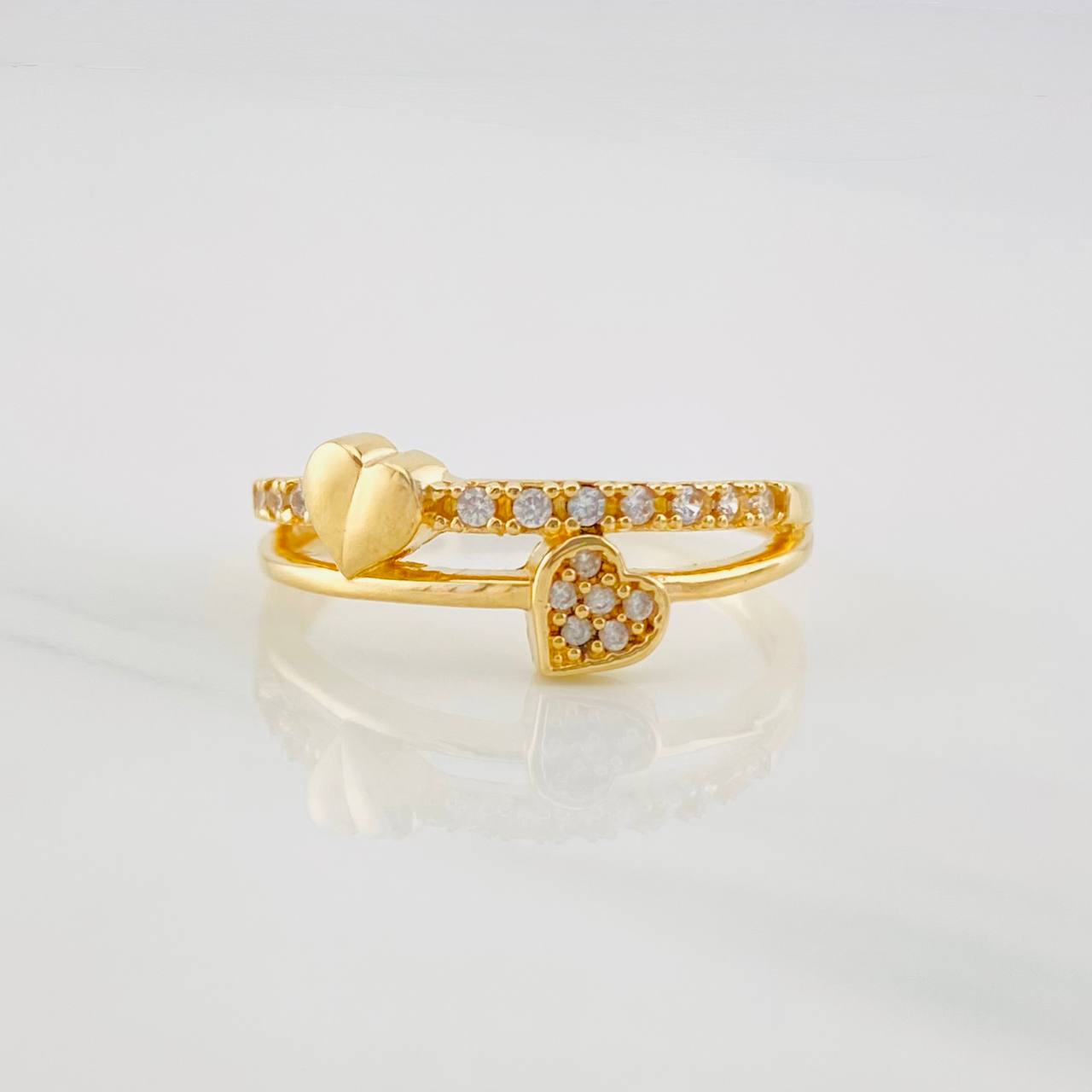 Anillo Corazón Doble Linea 2.3g / T6 3/4 Oro Amarillo 18K