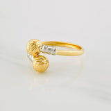 Anillo Tu y Yo 1.45g / T7 1/4 Dos Oros Amarillo Blanco 18K