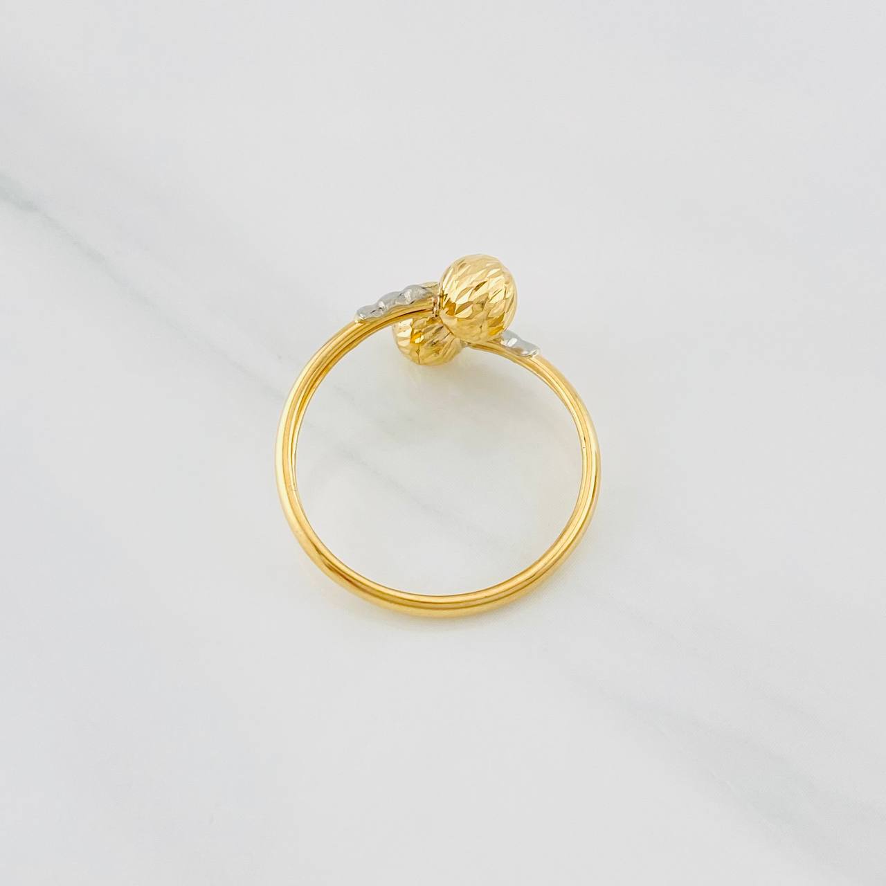 Anillo Tu y Yo 1.45g / T7 1/4 Dos Oros Amarillo Blanco 18K