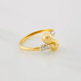 Anillo Tu y Yo 1.45g / T7 1/4 Dos Oros Amarillo Blanco 18K