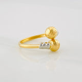 Anillo Tu y Yo 1.4g / T7 3/4 Dos Oros Amarillo Blanco 18K