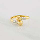Anillo Tu y Yo 1.3g / T8 3/4 Dos Oros Amarillo Blanco 18K