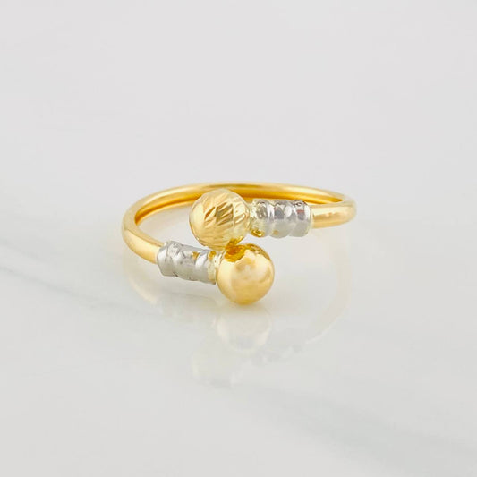 Anillo Tu y Yo 1.35g / T8 3/4 Dos Oros Amarillo Blanco 18K