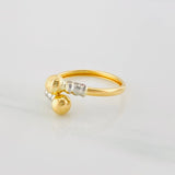 Anillo Tu y Yo 1.3g / T8 3/4 Dos Oros Amarillo Blanco 18K