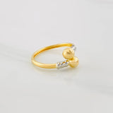 Anillo Tu y Yo 1.35g / T8 3/4 Dos Oros Amarillo Blanco 18K