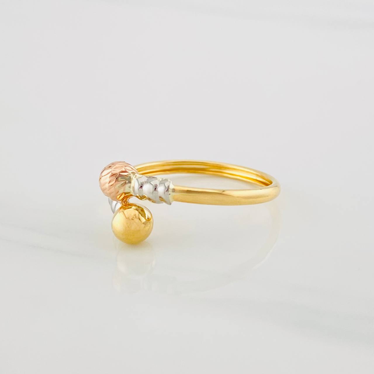 Anillo Tu y Yo 1.25g / T6 1/2 Tres Oros 18K