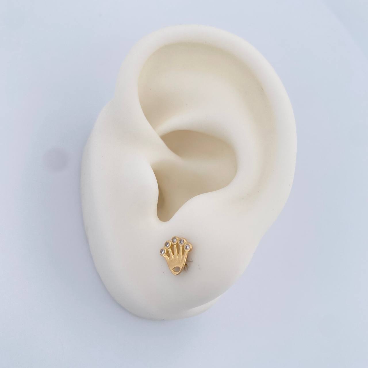 Crown Stud Earrings 0.85gr / 7mm 18K Yellow Gold &