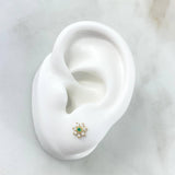 Stud Earrings Flor Driada 0.95gr / 0.6cm / Emeralds 3pts - White Diamonds 19pts Yellow Gold (Jewel) ©