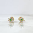 Stud Earrings Flor Driada 0.95gr / 0.6cm / Emeralds 3pts - White Diamonds 19pts Yellow Gold (Jewel) ©