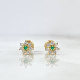Stud Earrings Flor Driada 0.95gr / 0.6cm / Emeralds 3pts - White Diamonds 19pts Yellow Gold (Jewel) ©