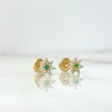 Stud Earrings Flor Driada 0.95gr / 0.6cm / Emeralds 3pts - White Diamonds 19pts Yellow Gold (Jewel) ©