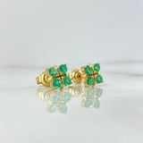 Stud Earrings Flower Gift 2.85gr / 0.8cm / Emeralds 70pts Lobster Claw Yellow Gold Butterfly (Jewel) *