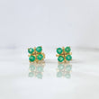 Stud Earrings Flower Gift 2.85gr / 0.8cm / Emeralds 70pts Lobster Claw Yellow Gold Butterfly (Jewel) *