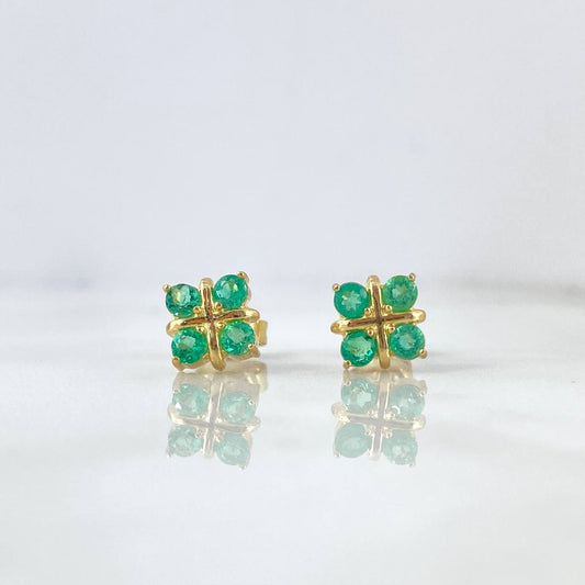 Topos Flor Regalo 2.85gr / 0.8cm / Esmeraldas 70pts Broche Mariposa Oro Amarillo (Joya)