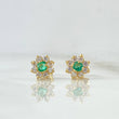 Stud Earrings Flor Driada 1.65gr / 0.8cm / Emeralds 32pts - White Zircons Yellow Gold (Jewel)