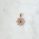 Pendant Timon 2.6gr / 3cm / White Zircons - green Rose Gold 18K ©