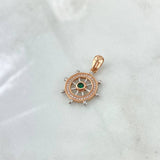 Pendant Timon 2.6gr / 3cm / White Zircons - green Rose Gold 18K ©