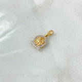 Dije Signo Capricornio 1.8gr / 2.5cm / Circones Blancos Oro Amarillo 18K ©