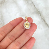 Dije Signo Piscis 1.7gr / 2.5cm / Circones Blancos Oro Amarillo 18K ©