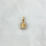 Dije Signo Acuario 1.5gr / 2cm / Circones Blancos Oro Amarillo 18K ©