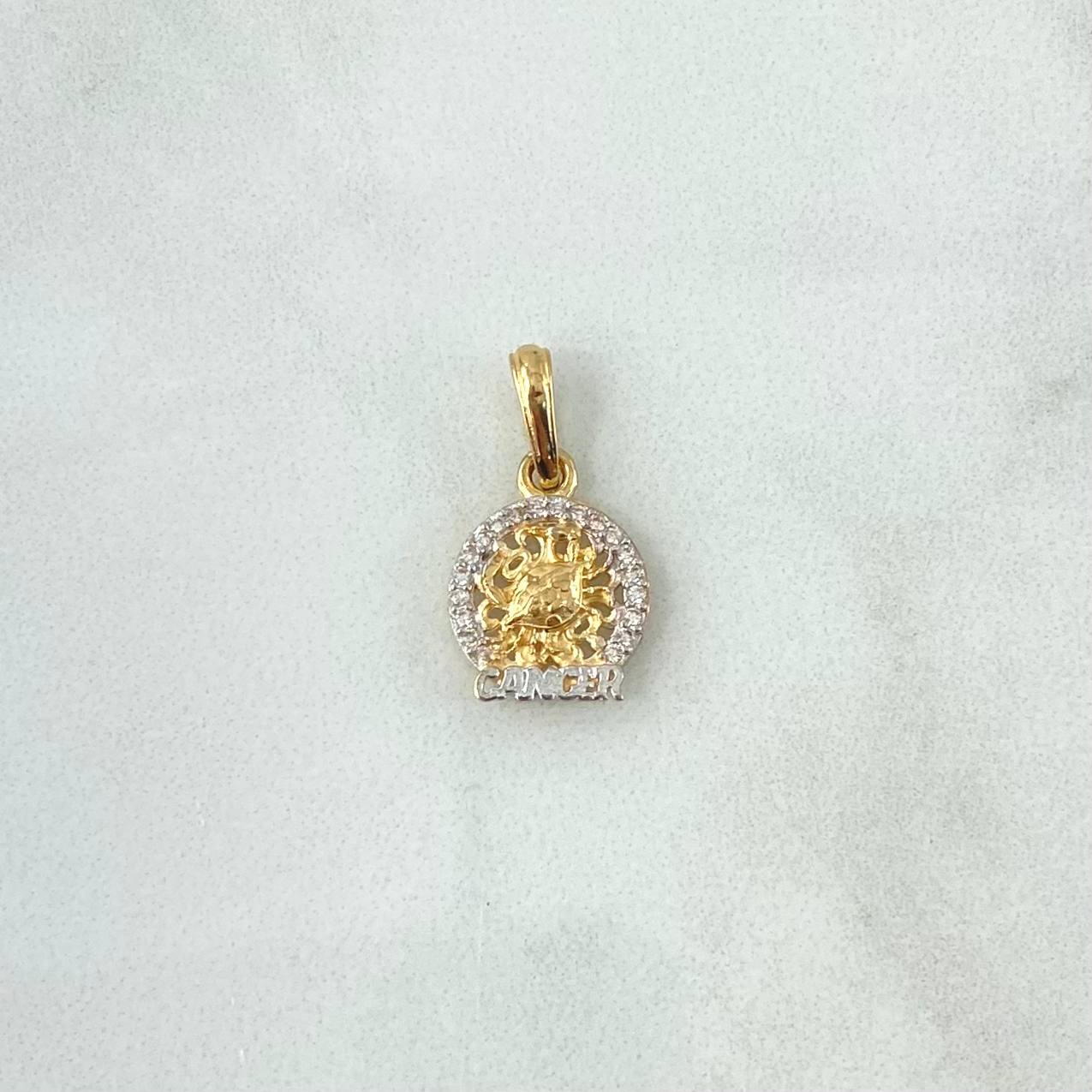 Pendant Cancer Sign 1.5gr / 2.5cm / White Zircons 18K Yellow Gold ©