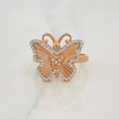 Anillo Mariposa 3.7g / T6 Dos Oros Blanco Rosa 18K