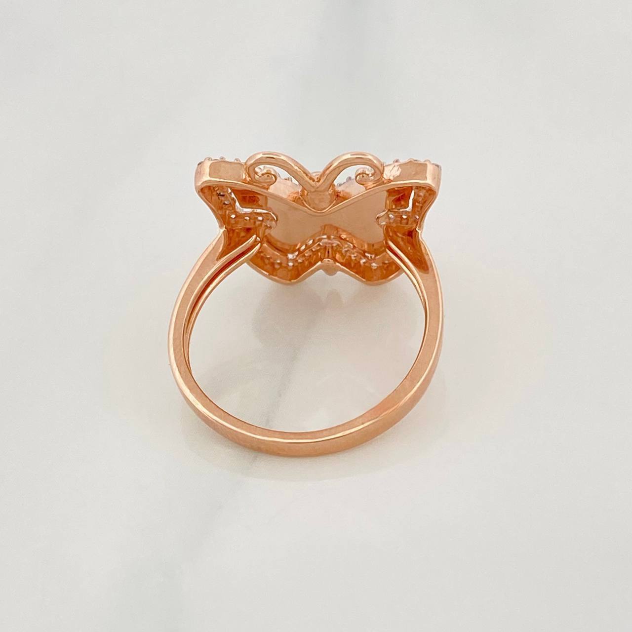Anillo Mariposa 3.7g / T6 Dos Oros Blanco Rosa 18K