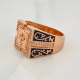 Anillo Sello Cruz 12.65g / T11 3/4 Dos Oros Blanco Rosa 18K