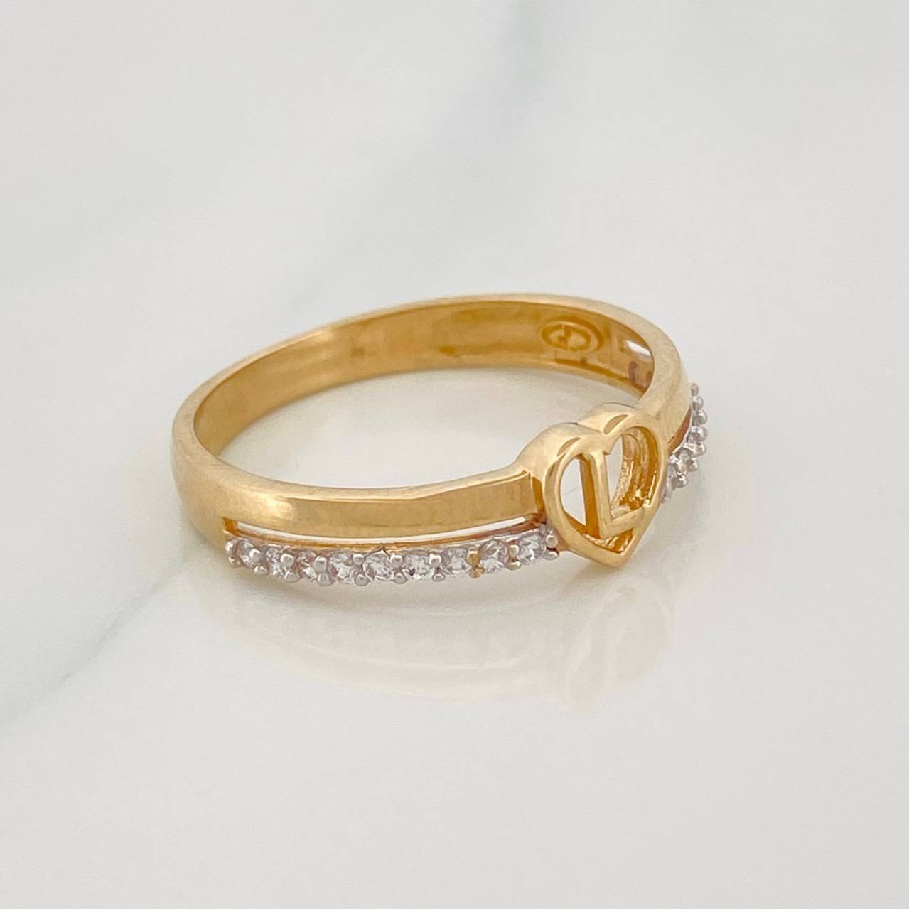 Heart Ring L 2.5g / T8 Two-Tone Yellow White Gold 18K