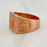 Anillo Sello Caballo 11.55g / T10 Dos Oros Blanco Rosa 18K