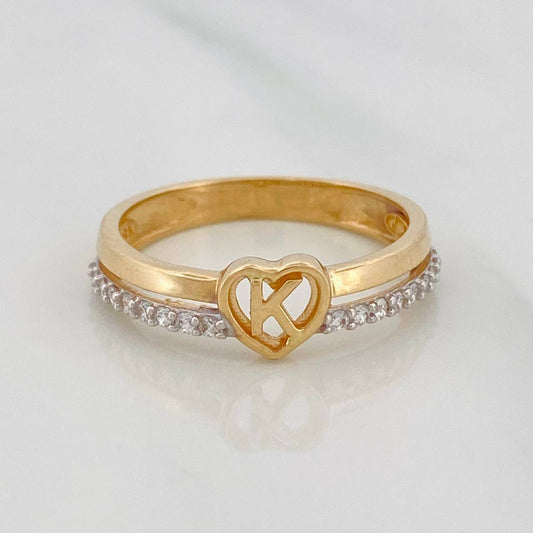 Heart K Ring 2.45g / T6 1/4 Two Golds Yellow White 18K