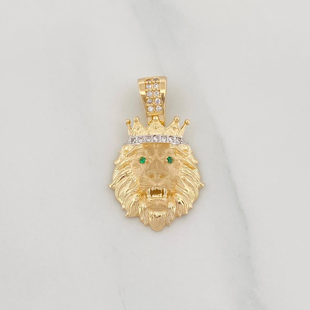 Lion Pendant 3.35g / 3/4 in Two-Tone Yellow White Gold 18K