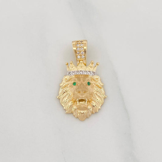 Lion Pendant 3.35g / 3/4 in Two-Tone Yellow White Gold 18K