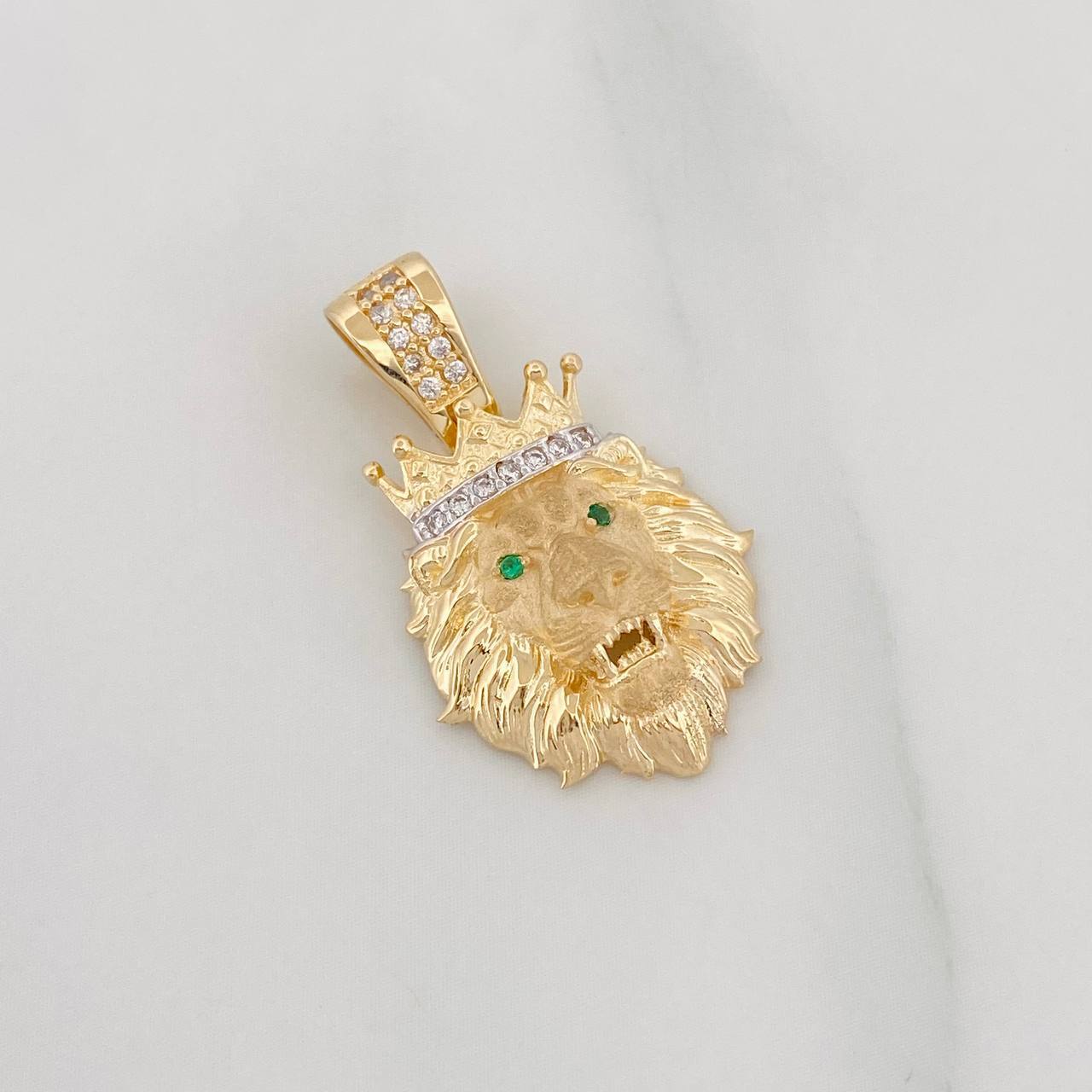 Lion Pendant 3.35g / 3/4 in Two-Tone Yellow White Gold 18K
