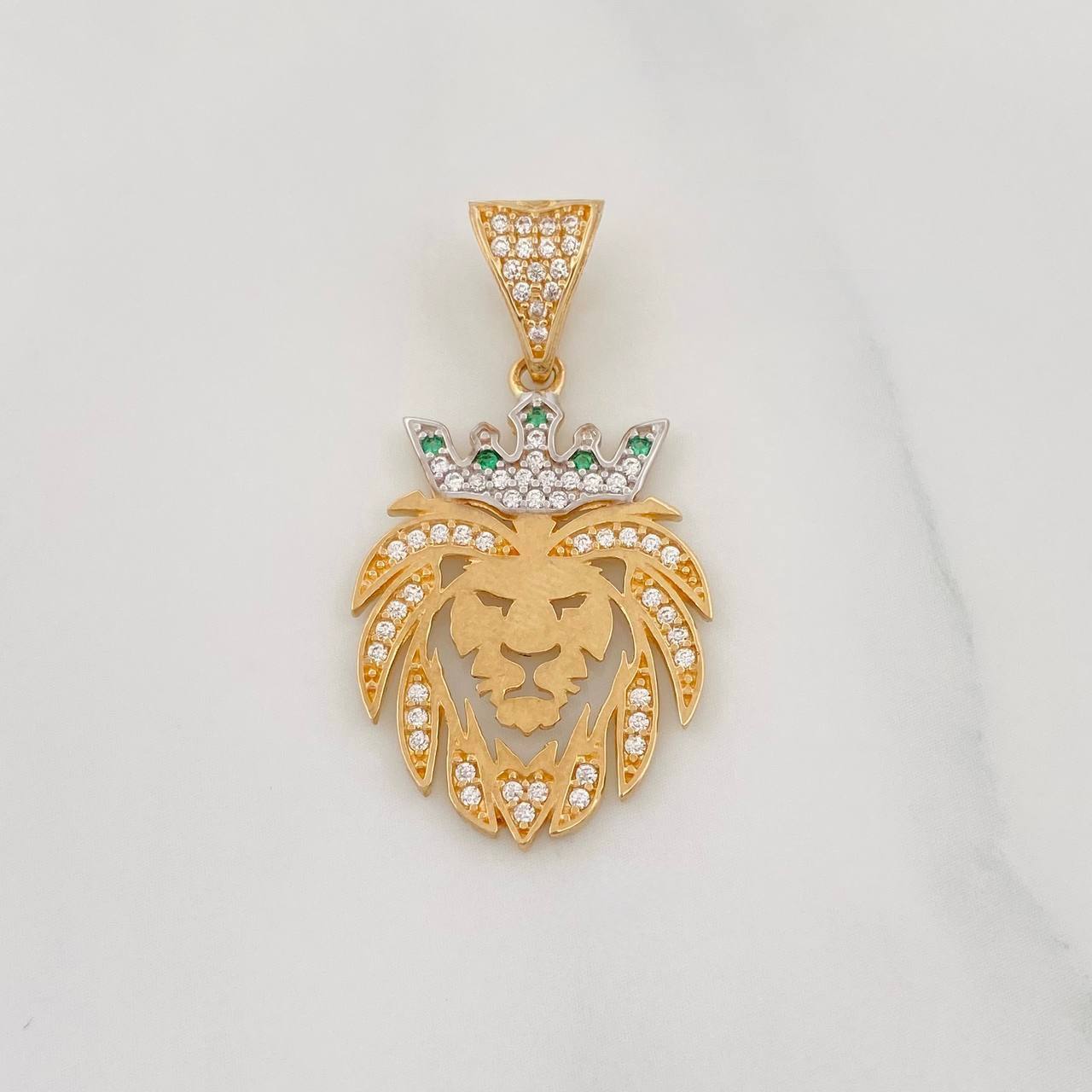 Dije Leon 3.5g / 1 1/4 in Dos Oros Amarillo Blanco 18K