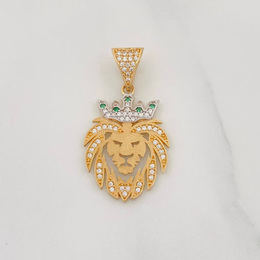 Pendant Lion 3.5g / 1 1/4 in Two Golds Yellow White 18K