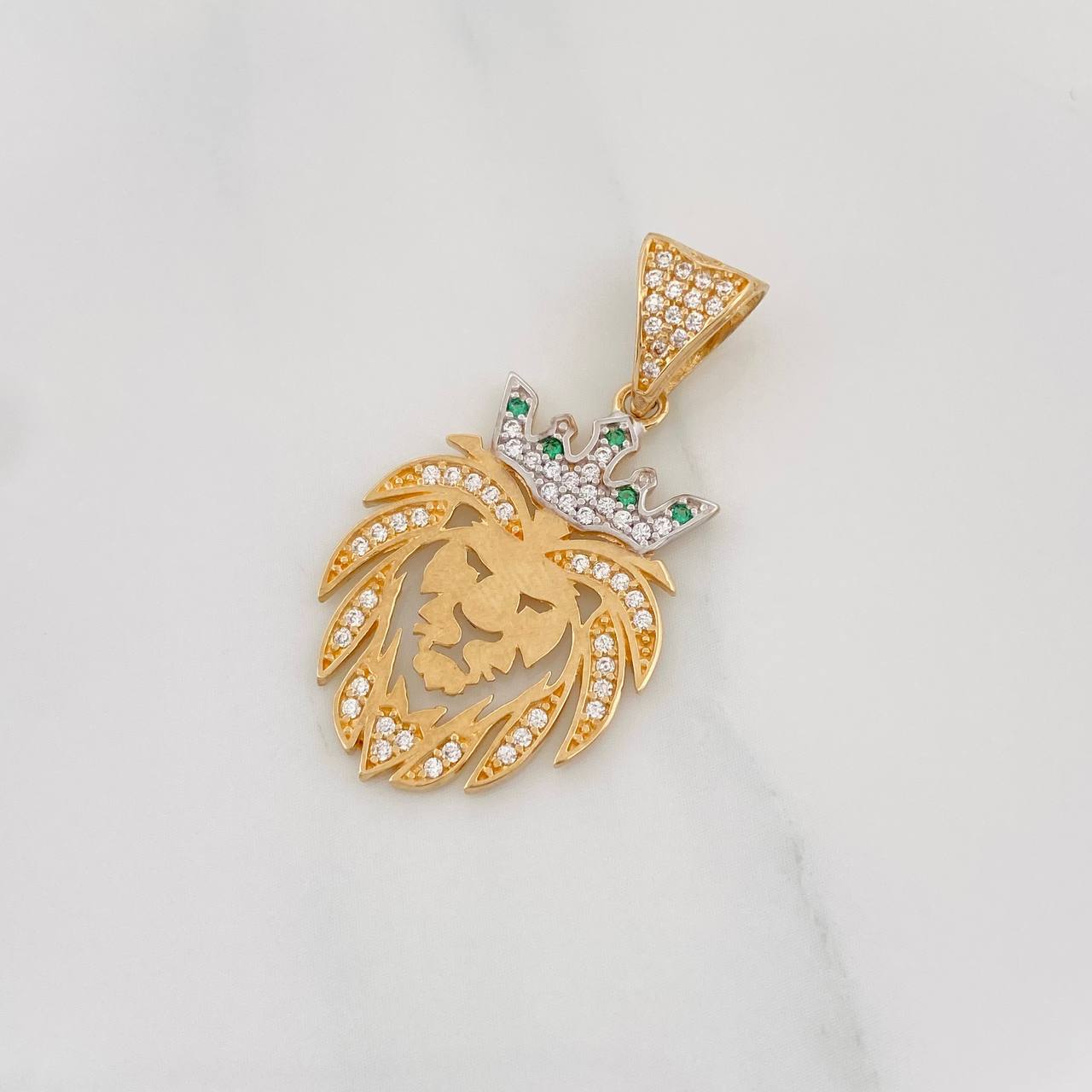 Dije Leon 3.5g / 1 1/4 in Dos Oros Amarillo Blanco 18K