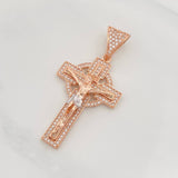 Dije Cruz Cristo 6.50g / 1 1/2 in Dos Oros Blanco Rosa 18K