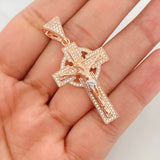 Dije Cruz Cristo 6.50g / 1 1/2 in Dos Oros Blanco Rosa 18K