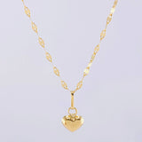 Mirror Flower Chain Set + Heart Pendant / 1.1g / 18 in 18K Yellow Gold