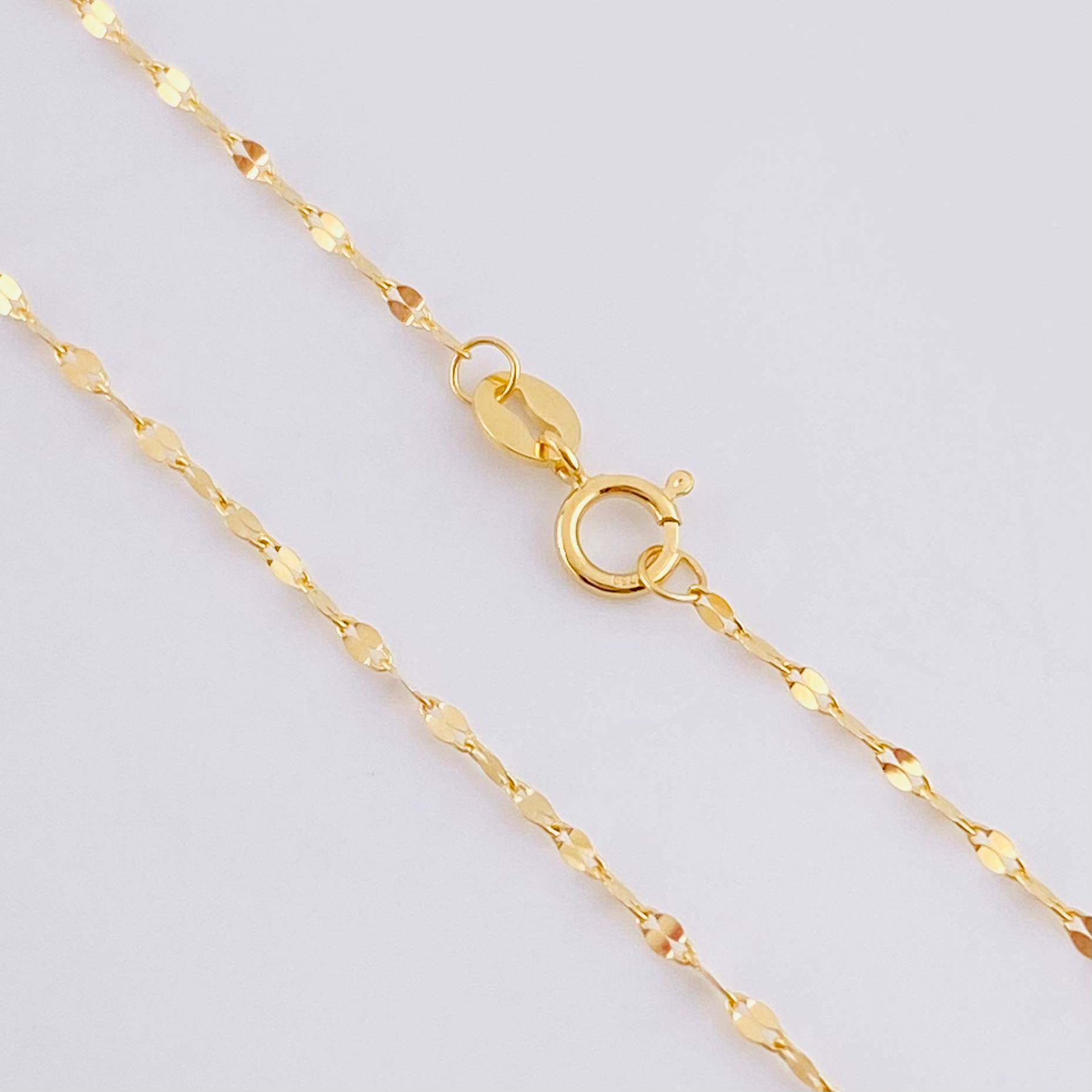 Mirror Flower Chain Set + Heart Pendant / 1.1g / 18 in 18K Yellow Gold