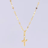 Mirror Flower Chain Set + Cross Pendant / 1.1g / 18 in Yellow Gold 18K