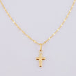 Mirror Flower Chain Set + Cross Pendant / 1.1g / 18 in Yellow Gold 18K