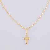 Mirror Flower Chain Set + Cross Pendant / 1.1g / 18 in Yellow Gold 18K