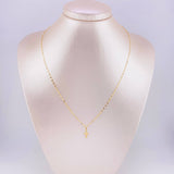 Mirror Flower Chain Set + Cross Pendant / 1.1g / 18 in Yellow Gold 18K