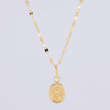 Set Cadena Flor Espejo + Dije Virgen del Carmen / 1.2g / 18 in Oro Amarillo 18K