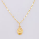 Set Cadena Flor Espejo + Dije Virgen del Carmen / 1.2g / 18 in Oro Amarillo 18K