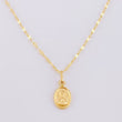 Set Cadena Flor Espejo + Dije Virgen del Carmen / 1.2g / 18 in Oro Amarillo 18K