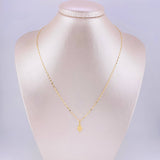 Set Cadena Flor Espejo + Dije Virgen del Carmen / 1.15g / 18 in Oro Amarillo 18K